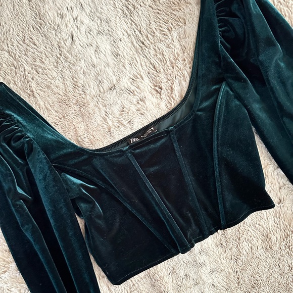 Velvet Long Sleeve Corset - Picture 2 of 3